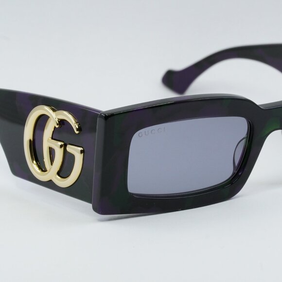 Gucci GG1425S 003 Sunglasses Big Spotted Purple And Green Havana Rectangle Frame main image 3